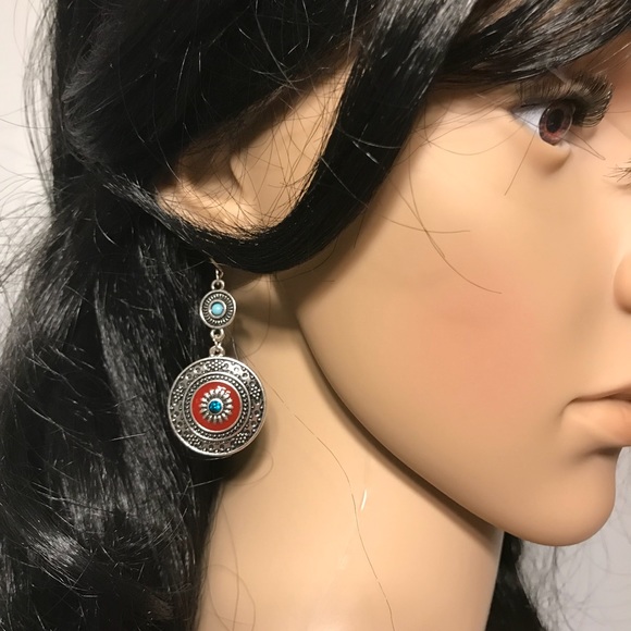 NEW Boho Ethnic Round Double Drop Earrings - Picture 2 of 7
